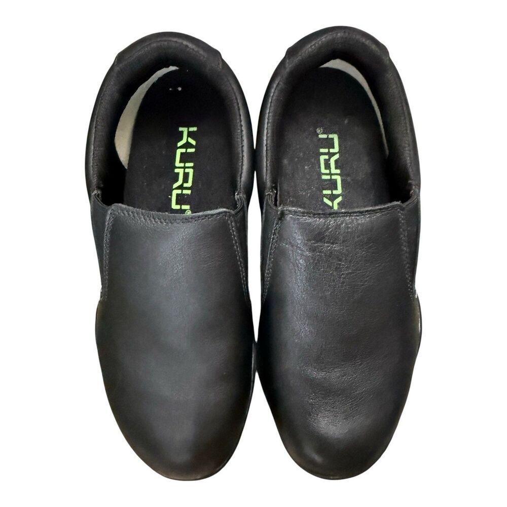 Kuru Kivi Women Black Comfort Leather Slip On Loafers Size 8 W Walking Workwear